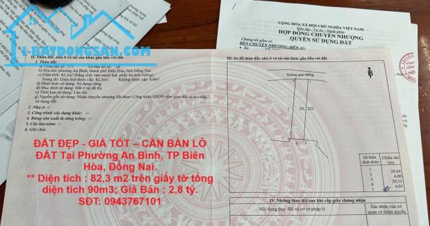 ĐẤT ĐẸP - GIÁ TỐT – CẦN BÁN LÔ ĐẤT Tại Phường An Bình, TP Biên Hòa, Đồng Nai.