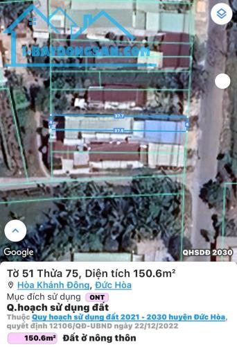BÁN GẤP LÔ ĐẤT 4x37 MẶT TIỀN NHỰA BẦU SEN GIÁ 1.29 Tỷ ĐỨC HÒA , LONG AN - 1