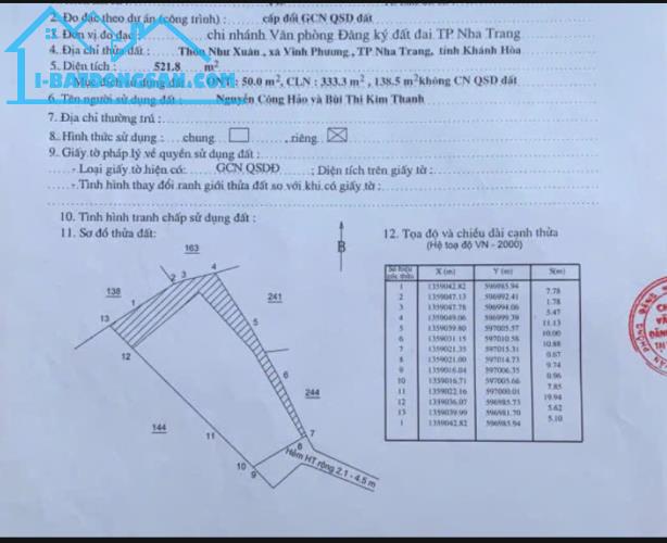Bán dãy trọ Vĩnh Phương , Nha Trang, dt 522m  giá ngộp ngân hàng bán nhanh 2 tỷ 400 - 3