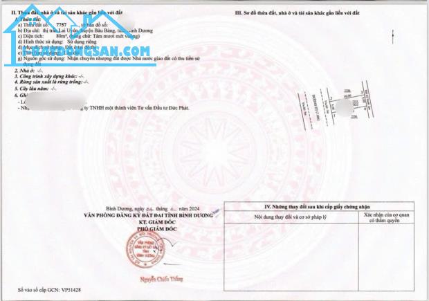 CẦN BÁN GẤP  đất thổ cư 100% vị trí đắc địa TTHC Bàu  Bàng, Cách QL13 500m, DT 80m².