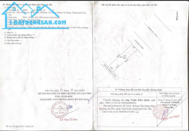BÁN NỀN MẶT TIỀN SỐ 111 ĐƯỜNG A4 TÂN PHÚ - LH 0949946604 QUÝ - 1
