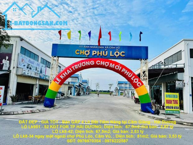 ĐẤT ĐẸP - GIÁ TỐT - Bán GẤP 4 Lô Đất Tiềm Năng tại Cẩm Giàng - Hải Dương