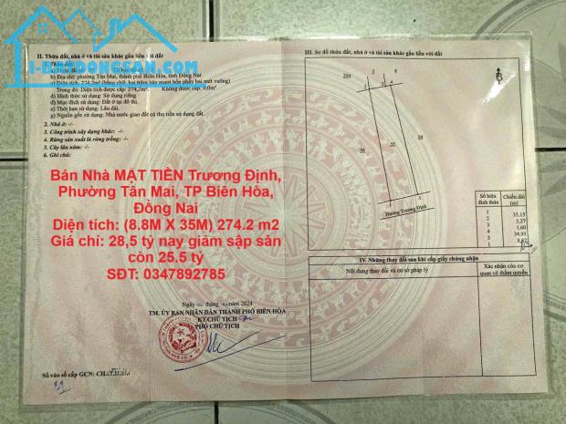 Bán Nhà MẶT TIỀN Trương Định, Phường Tân Mai, TP Biên Hòa, Đồng Nai