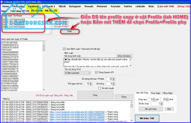Phần mềm Đăng Marketplace Vshorts Tự động mọi tính năng trên Facebook - 2