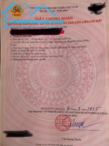 ĐẤT ĐẸP - GIÁ TỐT Chính Chủ Cần Bán Lô Đất Xã An Vĩ, Khoái Châu, Hưng Yên - 1