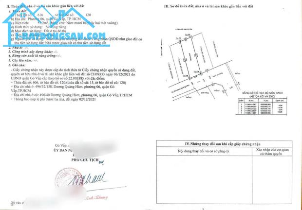 Bán gấp lô đất HXH 496 Dương Quảng Hàm, P.6, Gò Vấp 6,65 tỷ