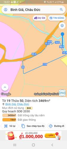 Cần bán đất Bình Giã, Châu Đức – gần trục chính, giá tốt chỉ 650 triệu/sào, mặt tiền khủng