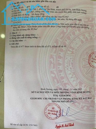 Bán đất chính chủ mặt tiền đường Lê Hồng Phong,thủ dầu 1,TP Dĩ An, Bình Dương - 1