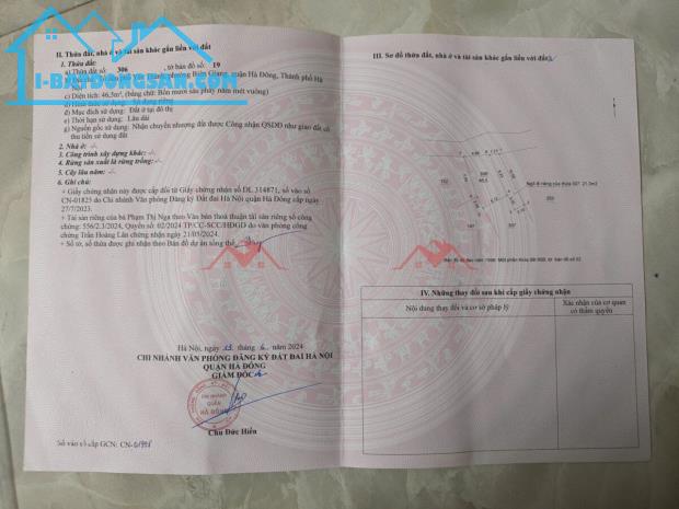 CHÍNH CHỦ BÁN LÔ ĐẤT 46,5M TẠI BIÊN GIANG-HÀ ĐÔNG-HÀ NỘI