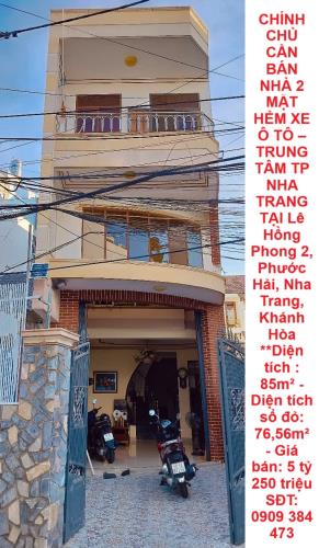 CHÍNH CHỦ CẦN BÁN NHÀ 2 MẶT HẺM XE Ô TÔ –TRUNG TÂM TP NHA TRANG TẠI Phước Hải, Nha Trang, - 4