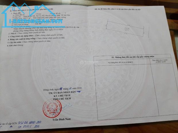 Bán đất Kính Nỗ Uy Nỗ - 105m2 - Đường thông ô tô 7 chỗ