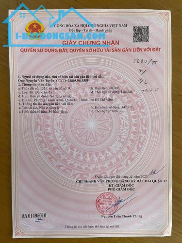 BÁN NHÀ 1 TRỆT 2 LẦU - ĐƯỜNG 8M, THẠNH XUÂN 48, Q.12 – GIÁ CHỈ 4,8 TỶ