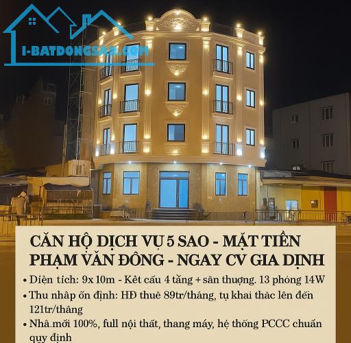 TOÀ NHÀ 5 TẦNG MT PHẠM VĂN ĐỒNG 90m2 - THU NHẬP HƠN 1 TỶ/NĂM - GIÁ 25.9T