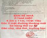 BÁN RẺ NHÀ TAM HIỆP, 1TRỆT 1LẦU, 2 MẶT ĐƯỜNG THOÁNG MÁT, SỔ THỔ CƯ