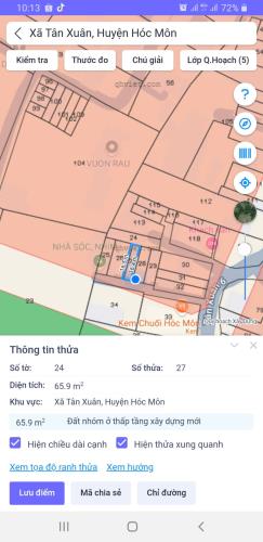 ĐẤT THỔ CƯ TÂN XUÂN, HÓC MÔN - 65M2 THỔ CƯ, HXH - GIÁ RẺ 2.85 TỶ.