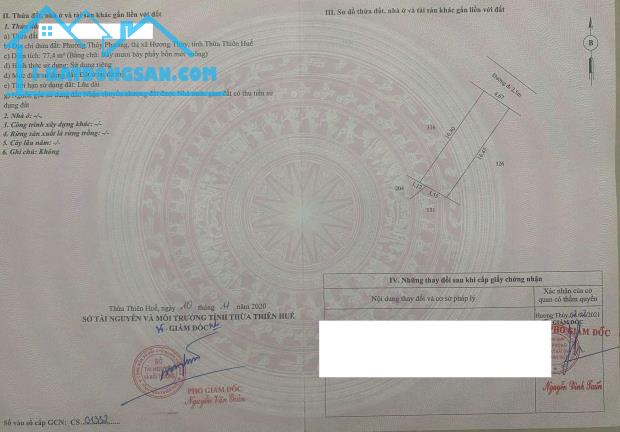 Bán đất 77,4m2 Kiệt ôtô 98 Tôn Thất Sơn, gần ngã 4 Trung Nữ Vương, Thuỷ Phương, Hương Thủy - 1