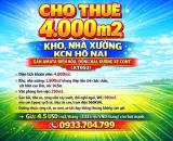 CHO THUÊ 4000m2 KHO, NHÀ XƯỞNG KCN HỐ NAI GẦN KCN AMATA BIÊN HÒA, ĐỒNG NAI, ĐƯỜNG XE CONT