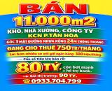 BÁN 11000m2 KHO NHÀ XƯỞNG, CÔNG TY TRONG KCN P.TÂN HÒA, ĐỒNG NAI ĐANG CHO THUÊ 750TR/THÁNG