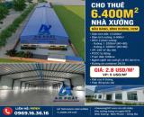 Cho Thuê 6.400m2 Nhà Xưởng Mới Gần KCN Bàu Bàng Bình Dương PCCC Tự Động