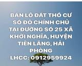 BÁN LÔ ĐẤT THỔ CƯ - SỔ ĐỎ CHÍNH CHỦ TẠI ĐƯỜNG SỐ 25 - XÃ TIÊN LÃNG - TP.HẢI PHÒNG