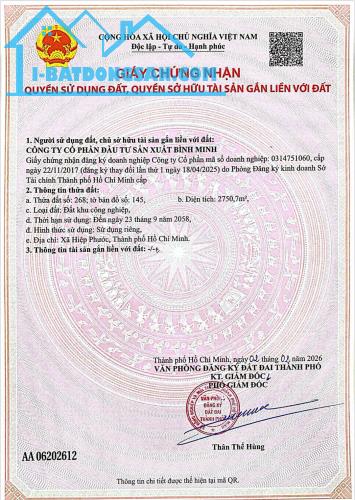 Chính chủ bán nhà xưởng,đã có sổ đỏ, đường 19A KCN Hiệp Phước giai đoạn 2 Nhà Bè TPHCM