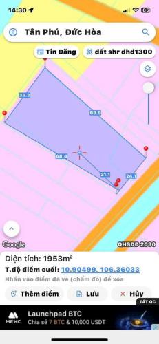 Bán đất mt đường nhựa Ấp Chánh, xã Tân Phú, Đức Hòa dt 2222m2 ( 2000m2 thổ) giá 12 tỷ