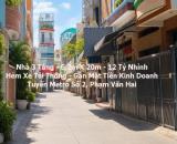 NHÀ 3 TẦNG – 6,2M X 20M – HẺM XE TẢI THÔNG – GẦN MẶT TIỀN KINH DOANH – CHỈ 12 TỶ NHỈNH