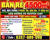 BÁN RẺ 4500m2 KHO, NHÀ XƯỞNG P.PHƯỚC TÂN, BIÊN HÒA, TP ĐỒNG NAI, ĐANG CHO THUÊ 150TR/THÁNG