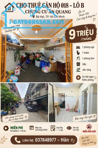 CHÍNH CHỦ CHO THUÊ CĂN HỘ 018 – LÔ B, CHUNG CƯ ẤN QUANG, BÀ HẠT, PHƯƠNG 9, QUẬN 10,TPHCM - 2